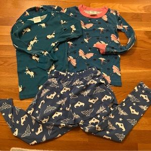 Hanna Anderson pajamas 3 mix-matched pieces size 6-7